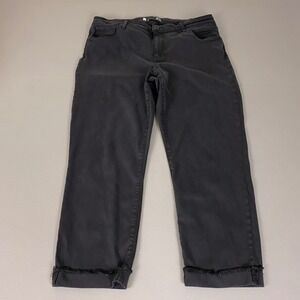 KUT from the Kloth Amy Crop Jeans Women's Size 16 Black Straight Leg Raw Hem